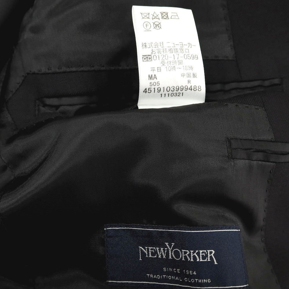 【中古】ニューヨーカー NEWYORKER ウール 2つボタンスーツ ブラック【サイズYA4/73】【 状態ランクC 】【 メンズ 】[BPD]
