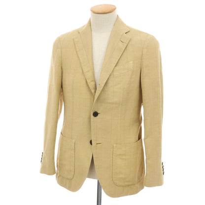 【中古】ラルディーニ LARDINI コットンリネンナイロン チェック 3B カジュアルジャケット ベージュ【サイズ42】【 状態ランクB 】【 メンズ 】