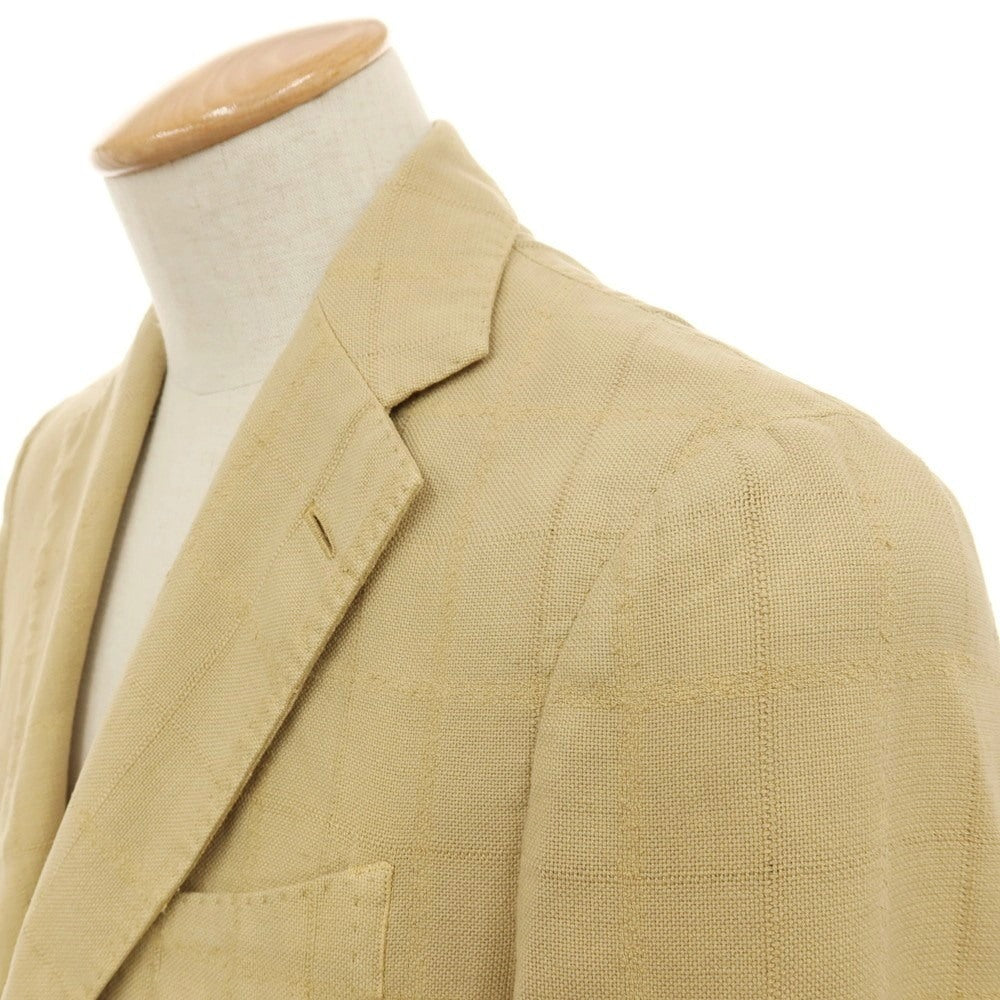 【中古】ラルディーニ LARDINI コットンリネンナイロン チェック 3B カジュアルジャケット ベージュ【サイズ42】【 状態ランクB 】【 メンズ 】