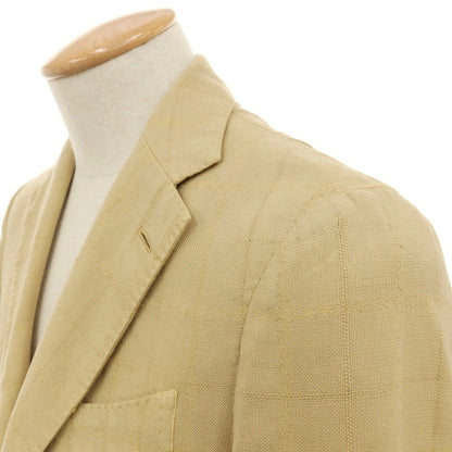 【中古】ラルディーニ LARDINI コットンリネンナイロン チェック 3B カジュアルジャケット ベージュ【サイズ42】【 状態ランクB 】【 メンズ 】