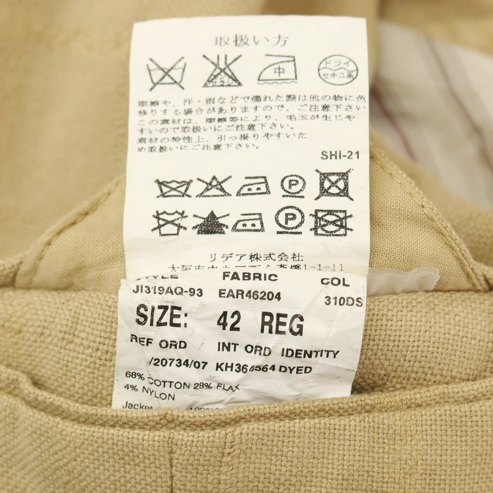 【中古】ラルディーニ LARDINI コットンリネンナイロン チェック 3B カジュアルジャケット ベージュ【サイズ42】【 状態ランクB 】【 メンズ 】