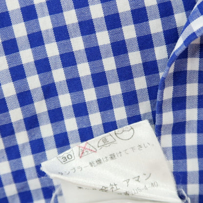 【中古】フィナモレ Finamore コットン ギンガムチェック セミワイドカラー カジュアルシャツ ダークブルーxホワイト【サイズ36】【 状態ランクB 】【 メンズ 】