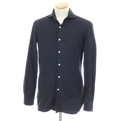 【中古】エリコフォルミコラ ERRICO FORMICOLA コットン 細畝コーデュロイ ドット ホリゾンタルカラー カジュアルシャツ ネイビー【サイズ37】【 状態ランクB 】【 メンズ 】