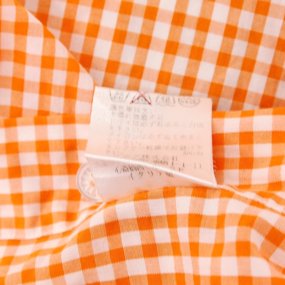 【中古】バルバ ダンディライフ BARBA DANDY LIFE コットン ギンガムチェック ホリゾンタルカラー カジュアルシャツ オレンジxホワイト【 サイズ36 】【 状態ランクB 】【 メンズ 】 [APD]