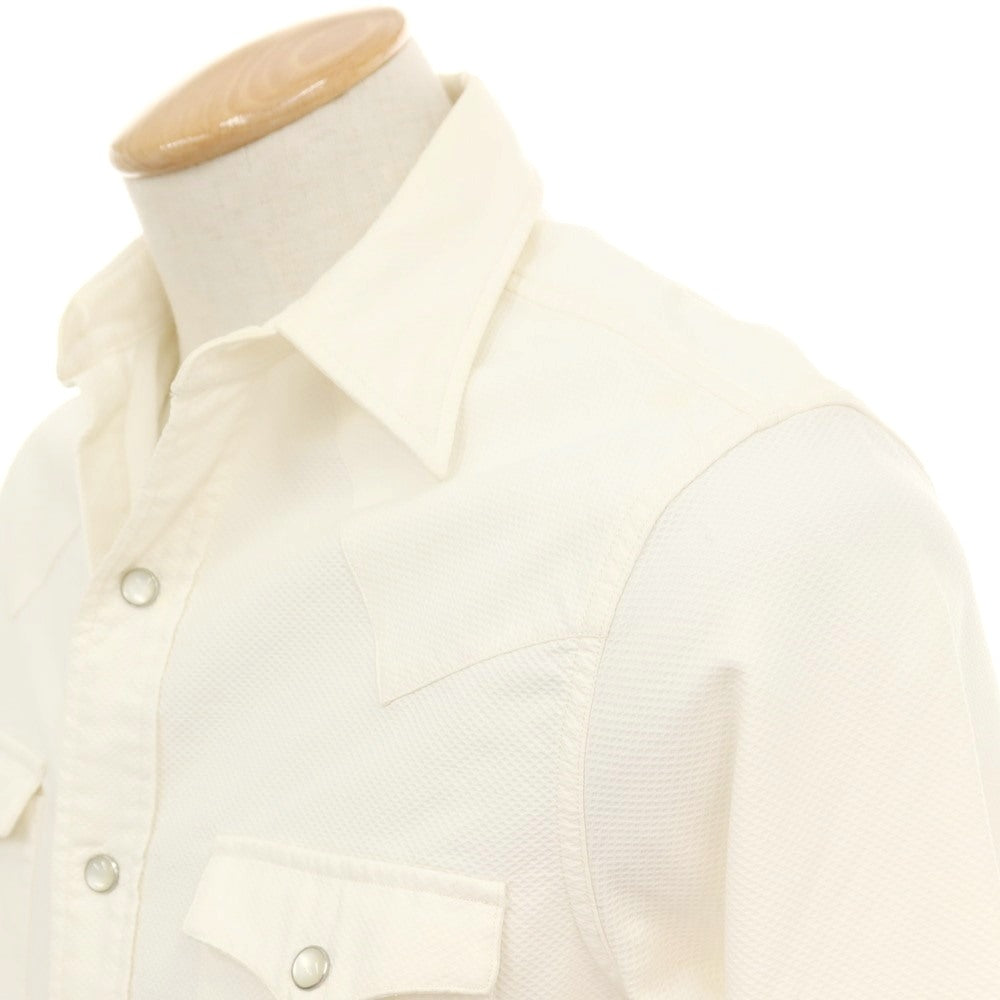 【中古】ダブルアールエル RRL DOUBLE RL コットン レギュラーカラー ウエスタンシャツ オフホワイト【サイズXS】【 状態ランクD 】【 メンズ 】