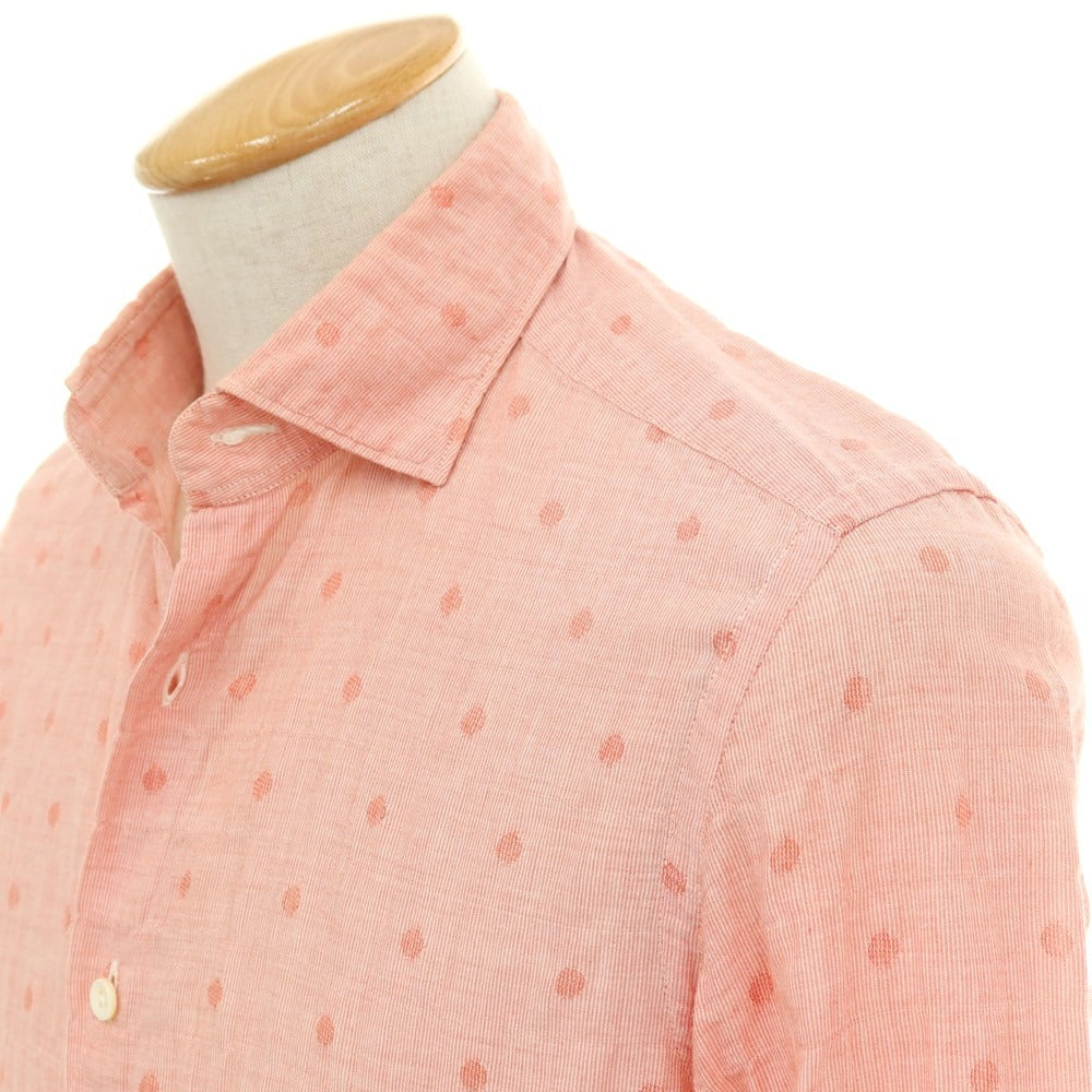 【中古】グランシャツ Glanshirt コットンポリエステル ドット ジャカード セミワイドカラー カジュアルシャツ ピンク系【サイズ37】【 状態ランクB 】【 メンズ 】