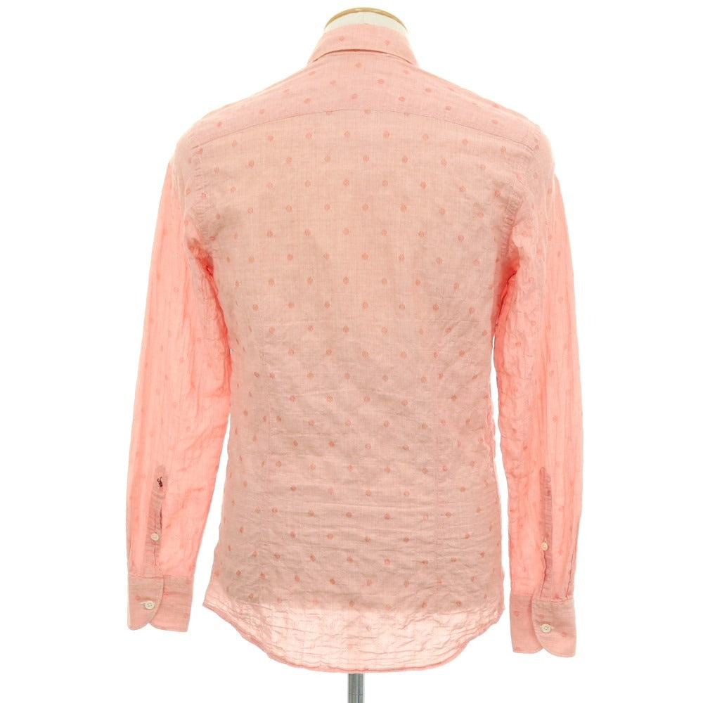 【中古】グランシャツ Glanshirt コットンポリエステル ドット ジャカード セミワイドカラー カジュアルシャツ ピンク系【サイズ37】【 状態ランクB 】【 メンズ 】[CPD]