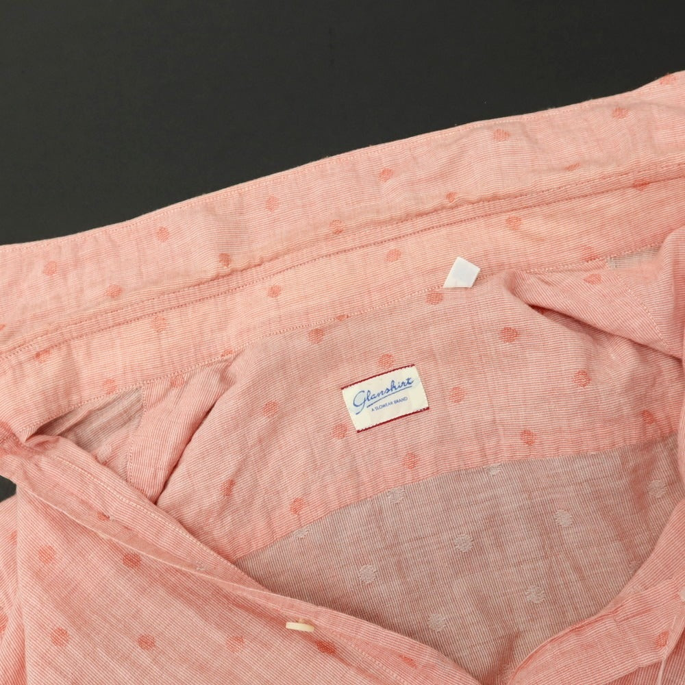 【中古】グランシャツ Glanshirt コットンポリエステル ドット ジャカード セミワイドカラー カジュアルシャツ ピンク系【サイズ37】【 状態ランクB 】【 メンズ 】[CPD]