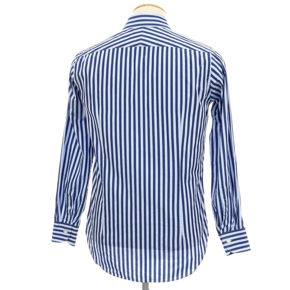 【中古】ビームスエフ BEAMS F コットン ストライプ ワイドカラー ドレスシャツ ネイビーxライトブルー【サイズ37】【 状態ランクB 】【 メンズ 】