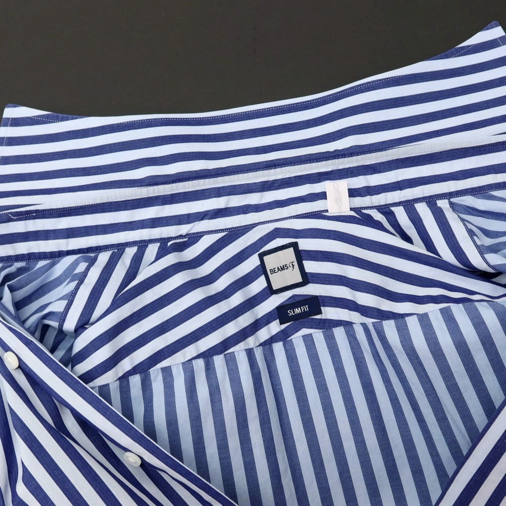 【中古】ビームスエフ BEAMS F コットン ストライプ ワイドカラー ドレスシャツ ネイビーxライトブルー【サイズ37】【 状態ランクB 】【 メンズ 】