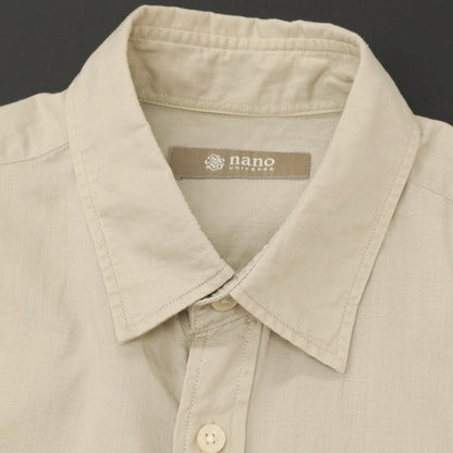 【中古】ナノユニバース nano universe コットンリネン レギュラーカラー カジュアルシャツ ベージュ【サイズＳ】【 状態ランクB 】【 メンズ 】