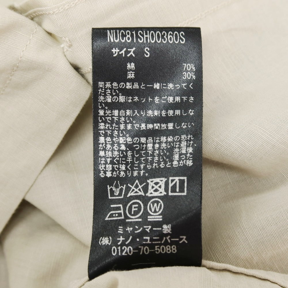【中古】ナノユニバース nano universe コットンリネン レギュラーカラー カジュアルシャツ ベージュ【サイズＳ】【 状態ランクB 】【 メンズ 】[DPD]