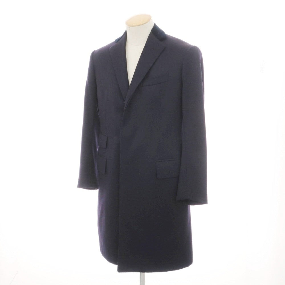 【中古】ペコラ 銀座 PECORA GINZA ウール系 カルゼ チェスターフィールドコート ネイビー【サイズ表記なし（S位）】【 状態ランクC 】【 メンズ 】