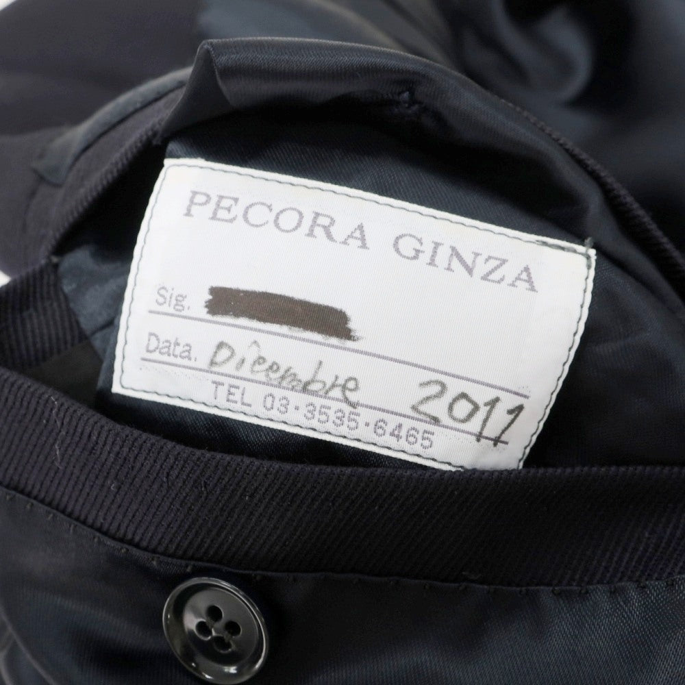 【中古】ペコラ 銀座 PECORA GINZA ウール系 カルゼ チェスターフィールドコート ネイビー【サイズ表記なし（S位）】【 状態ランクC 】【 メンズ 】