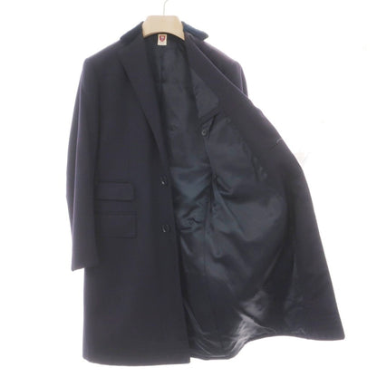 【中古】ペコラ 銀座 PECORA GINZA ウール系 カルゼ チェスターフィールドコート ネイビー【サイズ表記なし（S位）】【 状態ランクC 】【 メンズ 】