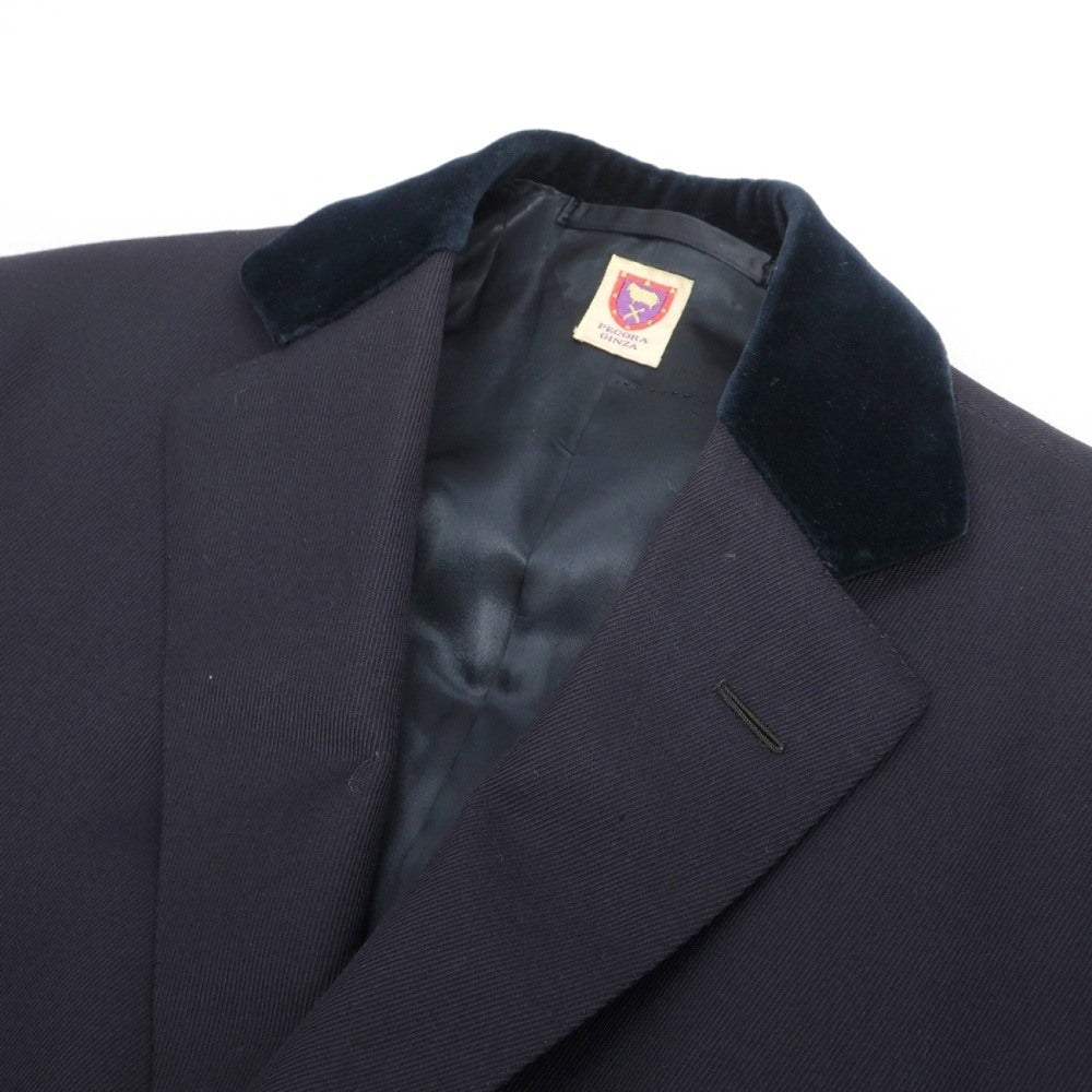 【中古】ペコラ 銀座 PECORA GINZA ウール系 カルゼ チェスターフィールドコート ネイビー【サイズ表記なし（S位）】【 状態ランクC 】【 メンズ 】