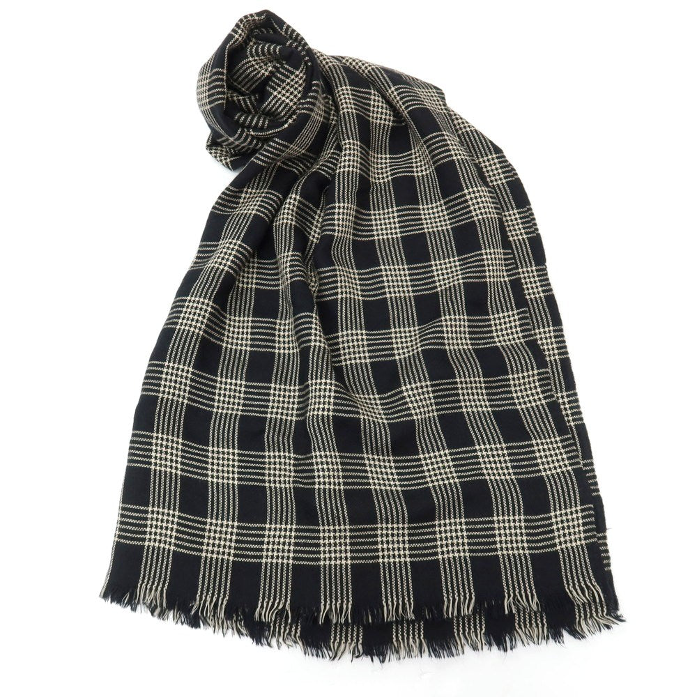 【中古】トムフォード TOM FORD カシミヤシルク チェック 大判 ストール ブラックxベージュ【 状態ランクC 】【 メンズ 】