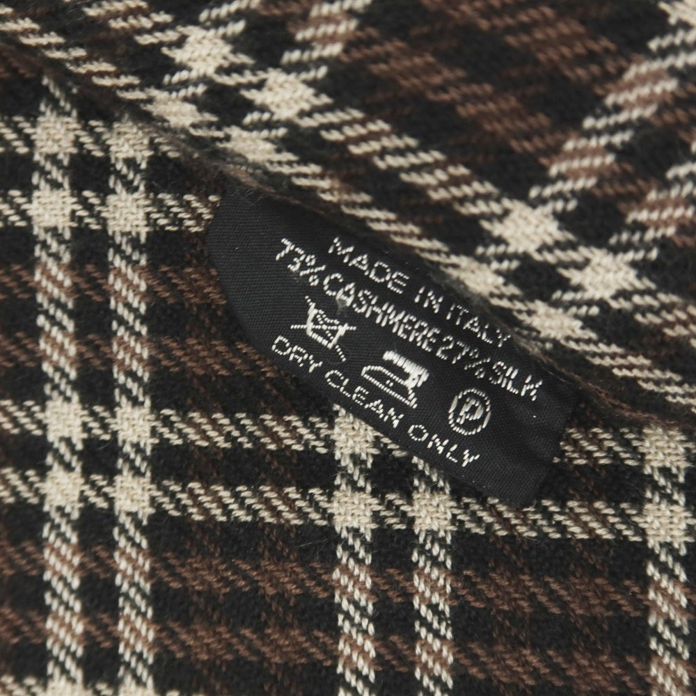 【中古】トムフォード TOM FORD カシミヤシルク チェック ストール ブラウンxベージュ【 状態ランクC 】【 メンズ 】