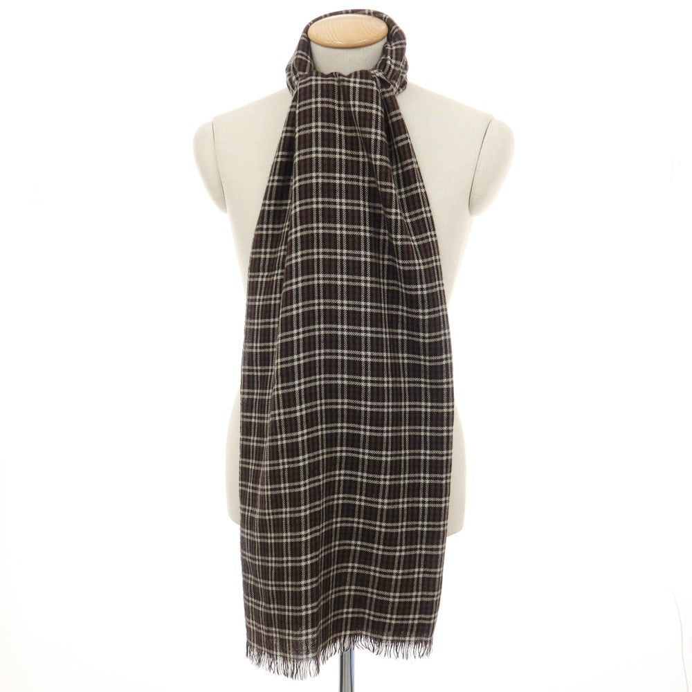 【中古】トムフォード TOM FORD カシミヤシルク チェック ストール ブラウンxベージュ【 状態ランクC 】【 メンズ 】