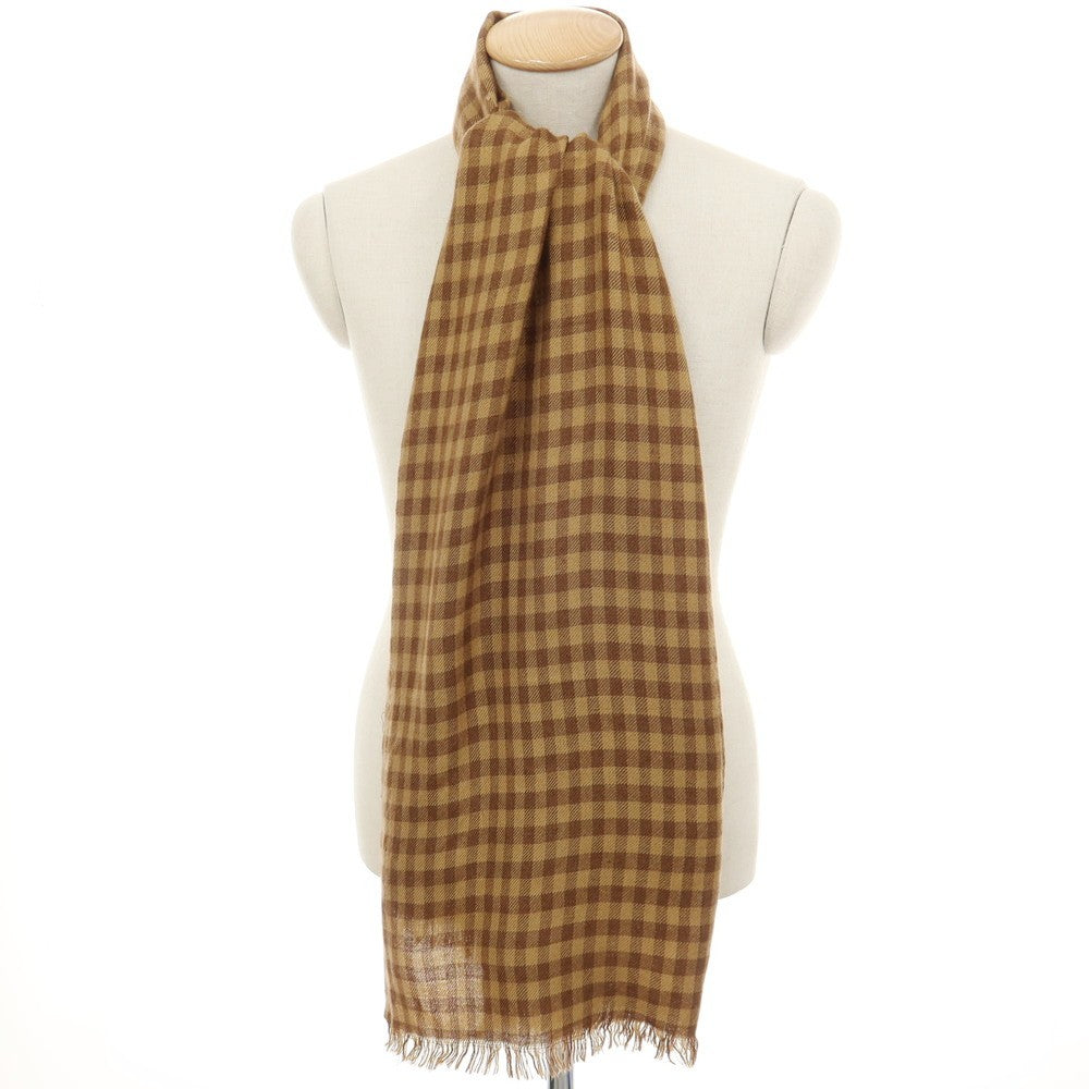 【中古】トムフォード TOM FORD カシミヤシルク チェック ストール キャメルブラウンxブラウン【 状態ランクC 】【 メンズ 】