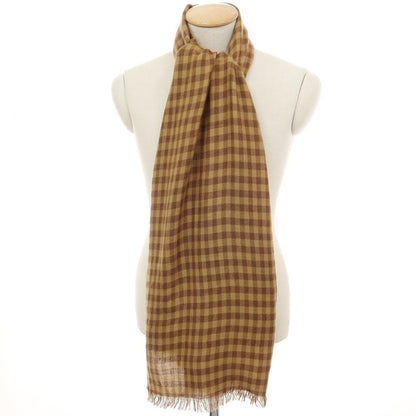 【中古】トムフォード TOM FORD カシミヤシルク チェック ストール キャメルブラウンxブラウン【 状態ランクC 】【 メンズ 】
