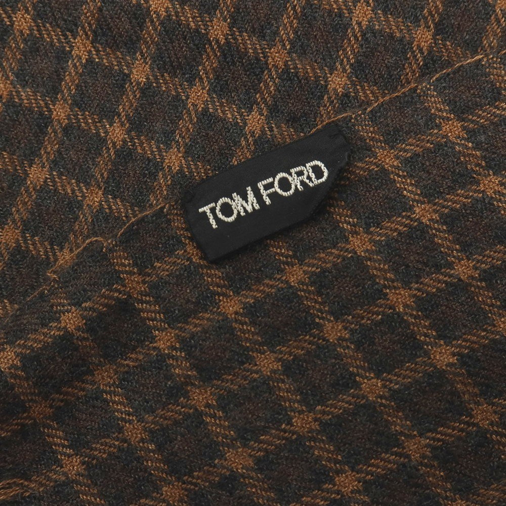 【中古】トムフォード TOM FORD カシミヤシルク チェック ストール ブラックxブラウン【 状態ランクC 】【 メンズ 】