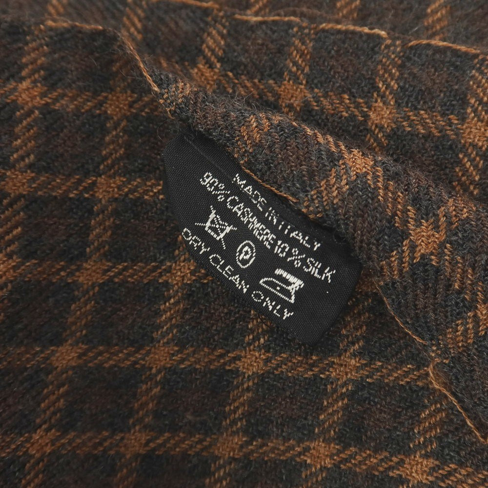 【中古】トムフォード TOM FORD カシミヤシルク チェック ストール ブラックxブラウン【 状態ランクC 】【 メンズ 】