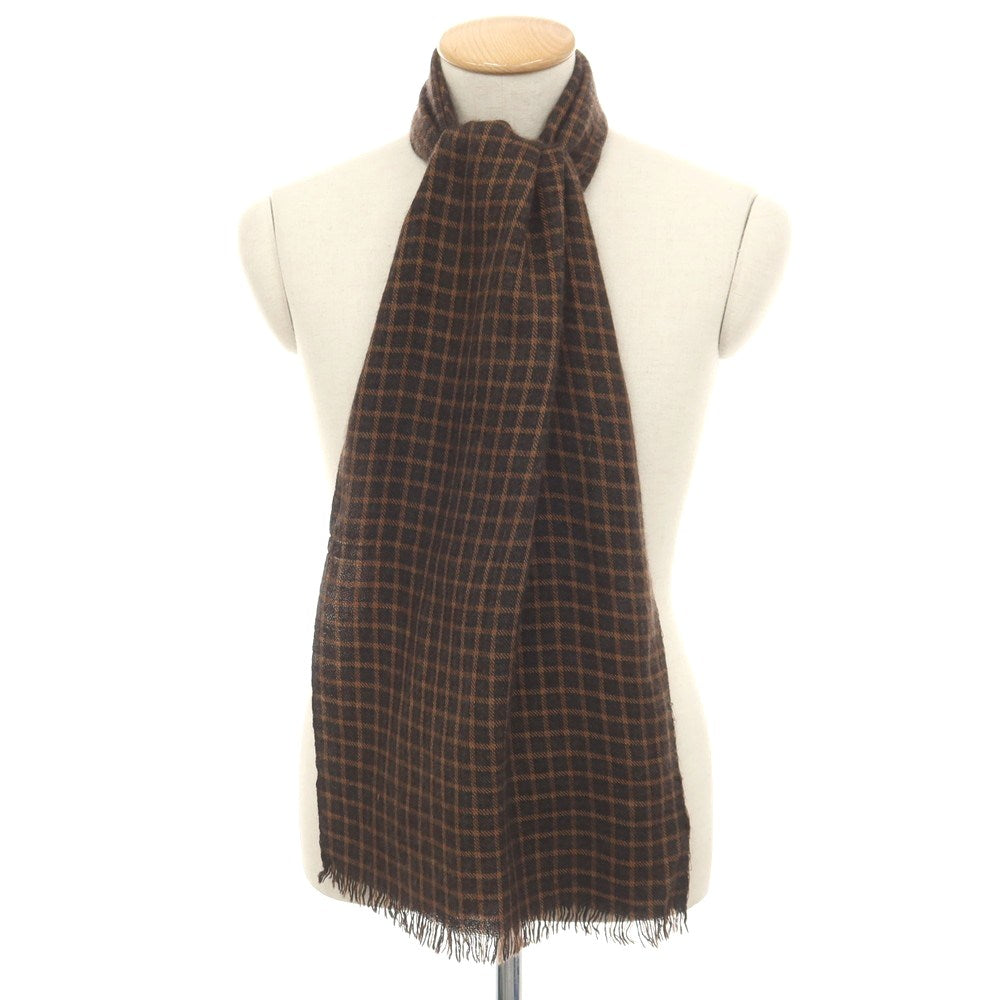 【中古】トムフォード TOM FORD カシミヤシルク チェック ストール ブラックxブラウン【 状態ランクC 】【 メンズ 】