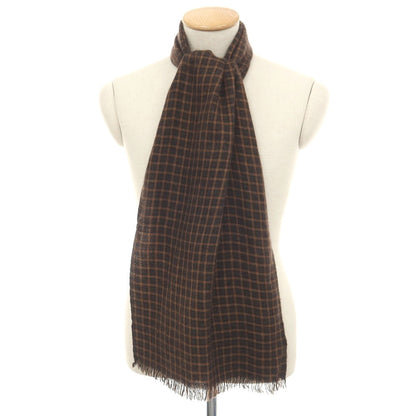 【中古】トムフォード TOM FORD カシミヤシルク チェック ストール ブラックxブラウン【 状態ランクC 】【 メンズ 】