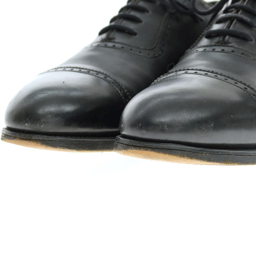 【中古】エドワードグリーン EDWARD GREEN LICHFIELD カーフ レザー パンチドキャップ ドレスシューズ ブラック【サイズ7E】【 状態ランクC 】【 メンズ 】