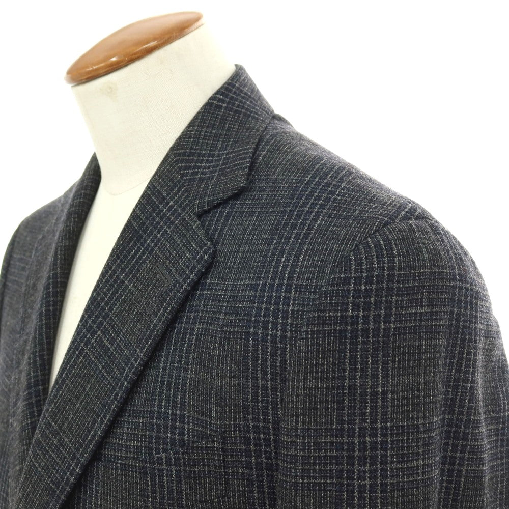 【中古】ボリオリ BOGLIOLI ウール チェック 3つボタンスーツ グレーxネイビー【サイズ48】【 状態ランクC 】【 メンズ 】
