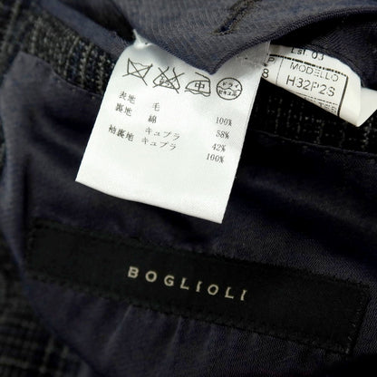 【中古】ボリオリ BOGLIOLI ウール チェック 3つボタンスーツ グレーxネイビー【サイズ48】【 状態ランクC 】【 メンズ 】