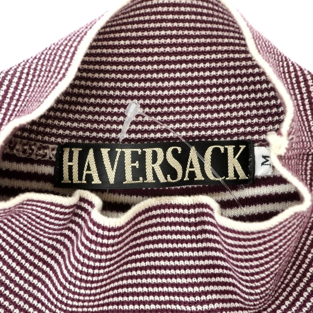 【中古】ハバーサック HAVERSACK コットン ボーダー ハイネック プルオーバーニット レディッシュパープルxホワイト【サイズM】【 状態ランクB 】【 メンズ 】
