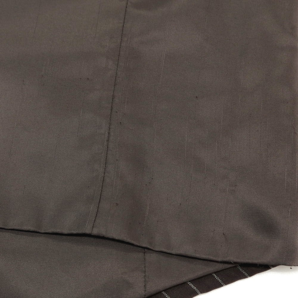 【中古】ダイマル DAIMARU 大丸 スリーピース ウール ストライプ 2つボタンスーツ ブラウンxホワイト【サイズ表記なし（XL位）】【 状態ランクC 】【 メンズ 】