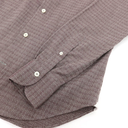 【中古】ジャンネット giannetto ストレッチ コットンウール ジャカード ホリゾンタルカラー カジュアルシャツ パープルxグレー【サイズ38】【 状態ランクB 】【 メンズ 】