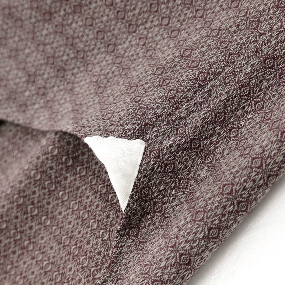 【中古】ジャンネット giannetto ストレッチ コットンウール ジャカード ホリゾンタルカラー カジュアルシャツ パープルxグレー【サイズ38】【 状態ランクB 】【 メンズ 】