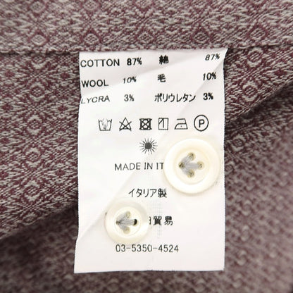 【中古】ジャンネット giannetto ストレッチ コットンウール ジャカード ホリゾンタルカラー カジュアルシャツ パープルxグレー【サイズ38】【 状態ランクB 】【 メンズ 】