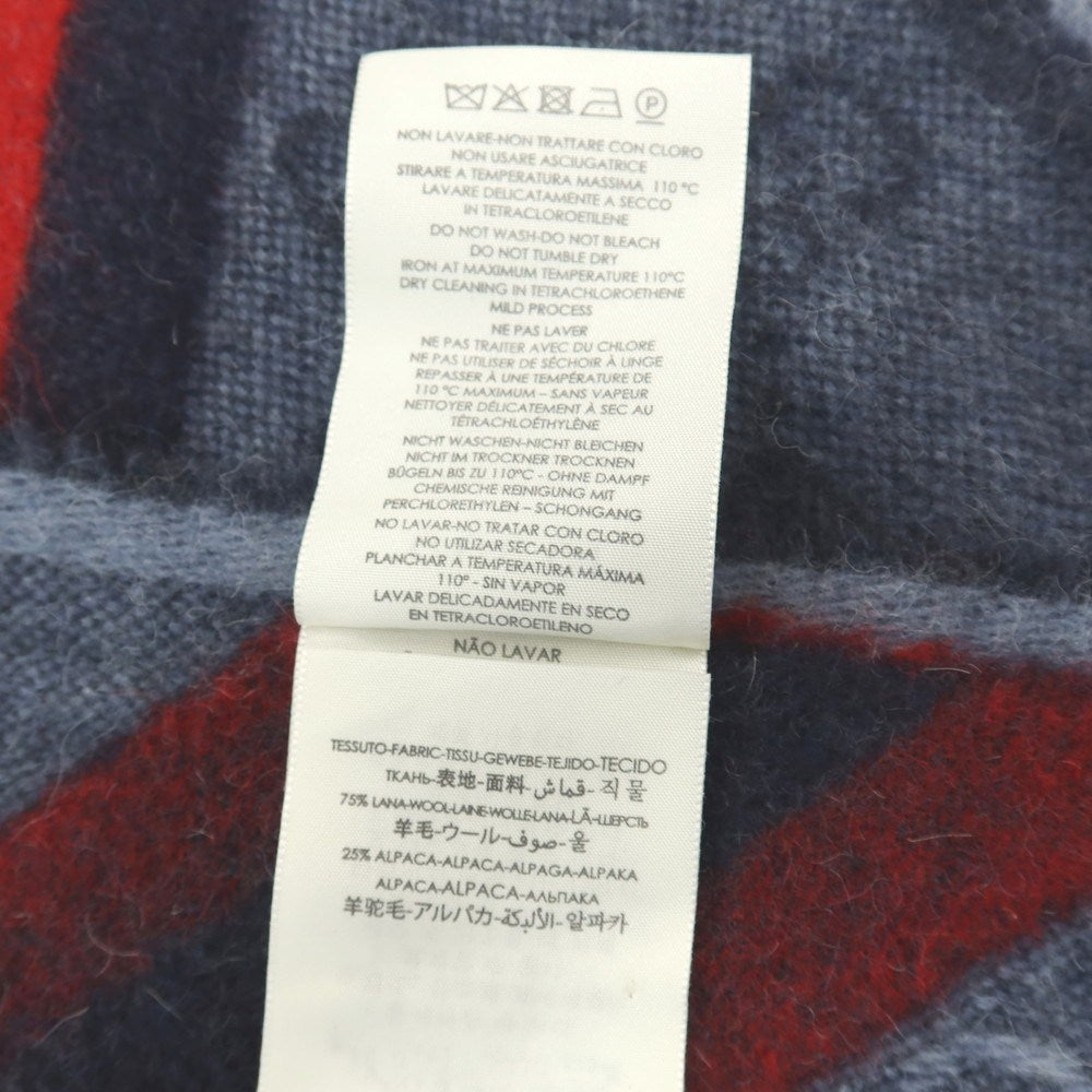 【中古】グッチ GUCCI ウールアルパカ GGロゴ×シェリーライン マフラー ブルーxネイビー【 状態ランクB 】【 メンズ 】