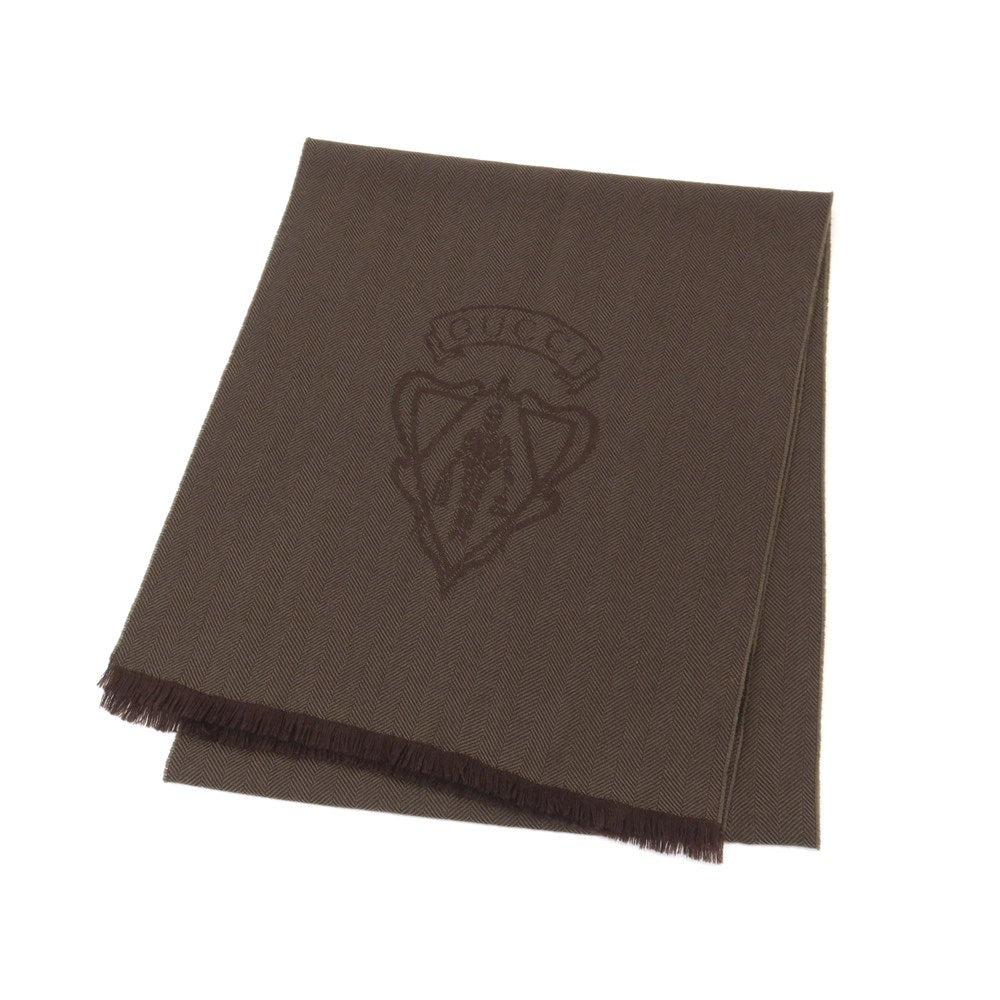 【中古】グッチ GUCCI ウール ヘリンボーン ストール アッシュブラウン【 状態ランクB 】【 メンズ 】