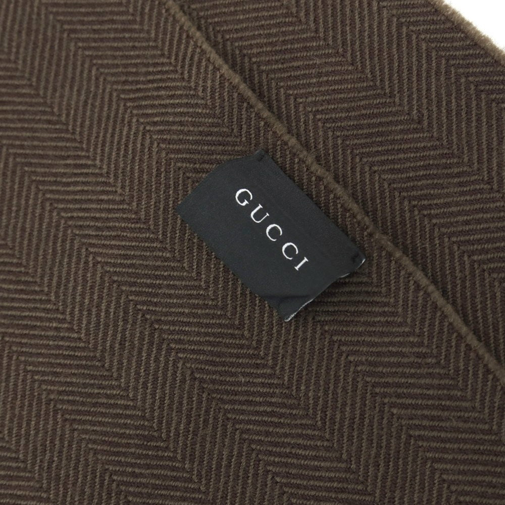 【中古】グッチ GUCCI ウール ヘリンボーン ストール アッシュブラウン【 状態ランクB 】【 メンズ 】