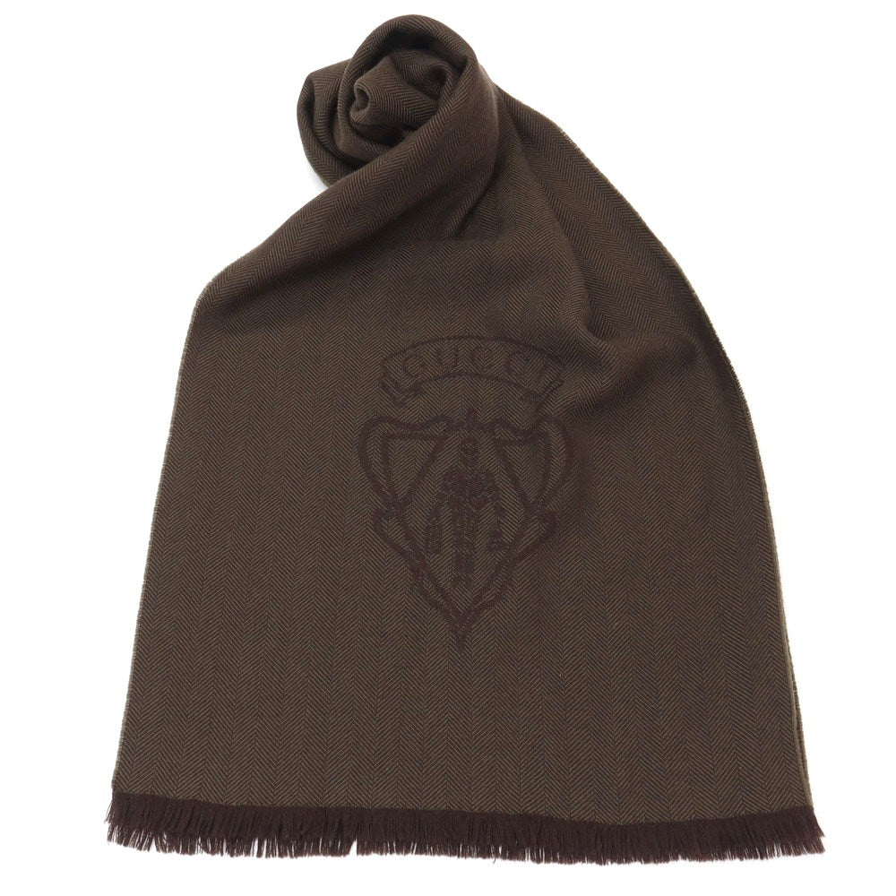 【中古】グッチ GUCCI ウール ヘリンボーン ストール アッシュブラウン【 状態ランクB 】【 メンズ 】