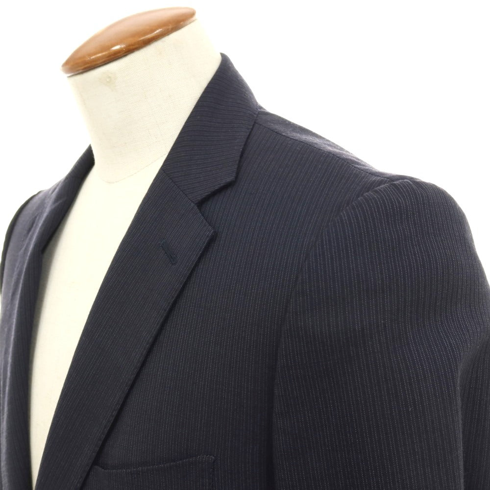 【中古】ポールスチュアート PAUL STUART ウール ピンストライプ 2つボタンスーツ ダークネイビーxホワイト【 サイズ46L 】【 状態ランクC 】【 メンズ 】 [BPD]