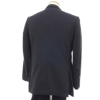 【中古】ポールスチュアート PAUL STUART ウール ピンストライプ 2つボタンスーツ ダークネイビーxホワイト【サイズ46L】【 状態ランクC 】【 メンズ 】
