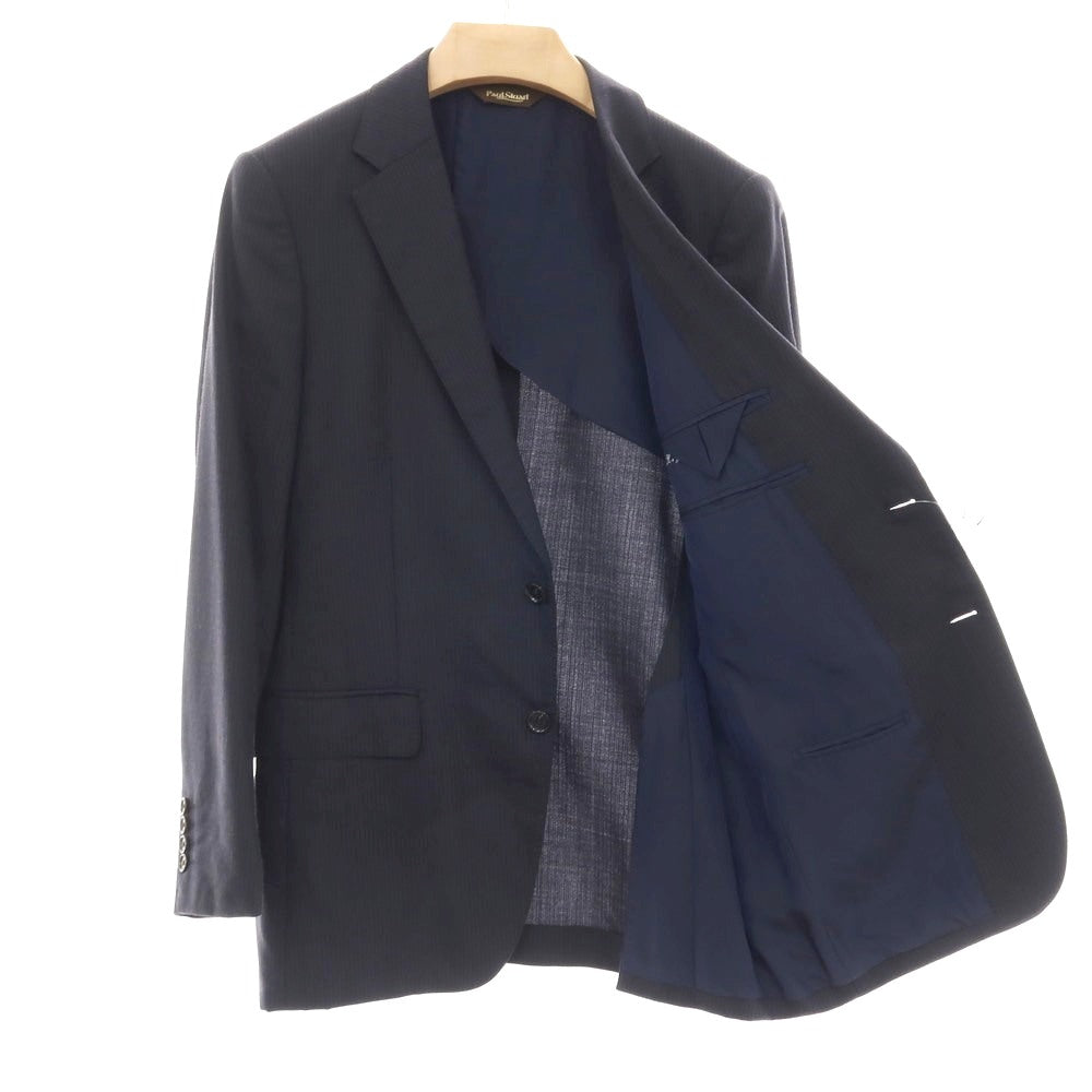 【中古】ポールスチュアート PAUL STUART ウール ピンストライプ 2つボタンスーツ ダークネイビーxホワイト【サイズ46L】【 状態ランクC 】【 メンズ 】