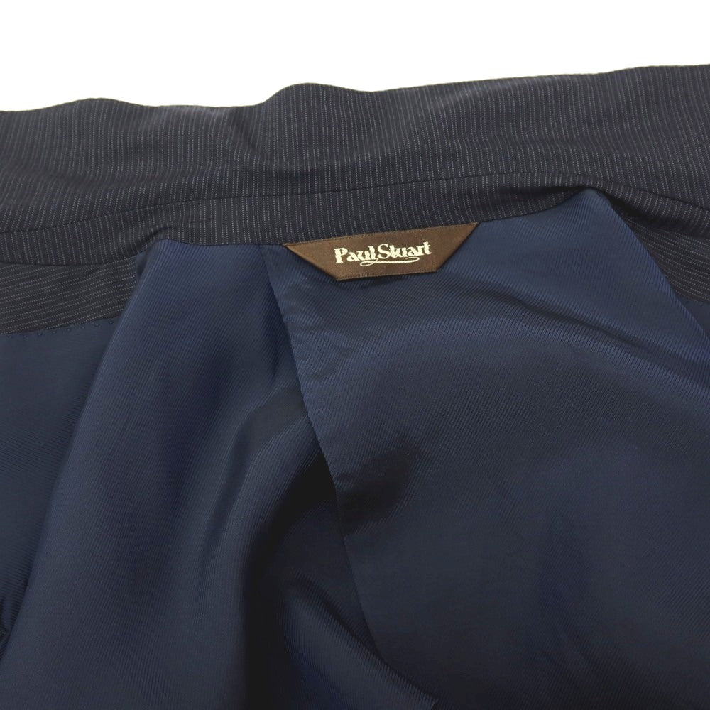 【中古】ポールスチュアート PAUL STUART ウール ピンストライプ 2つボタンスーツ ダークネイビーxホワイト【サイズ46L】【 状態ランクC 】【 メンズ 】