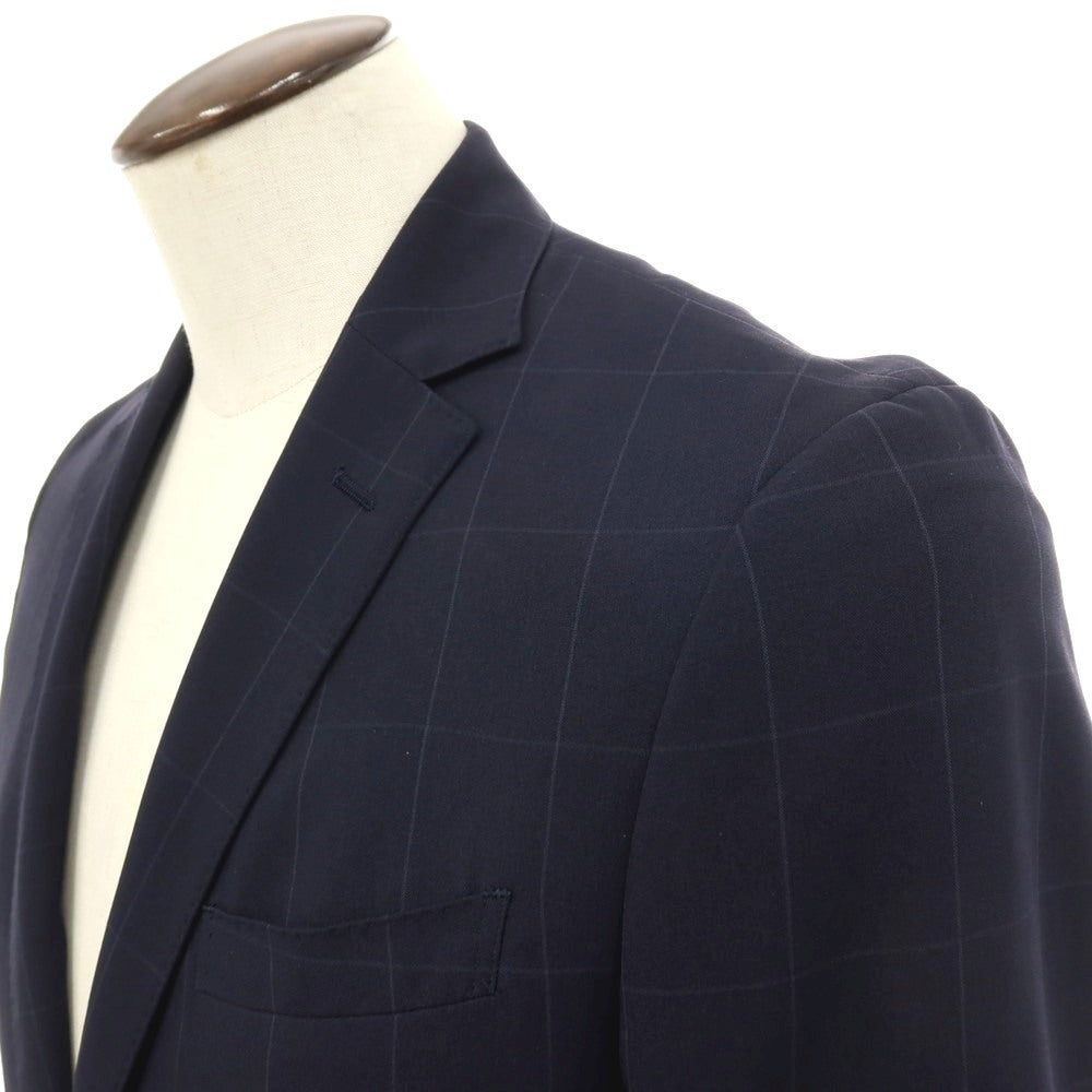 【中古】ブラックレーベル クレストブリッジ BLACK LABELCRESTBRIDGE ポリエステル ウィンドウペーンチェック 2つボタンスーツ ネイビーxグレー【サイズLL/79】【 状態ランクB 】【 メンズ 】