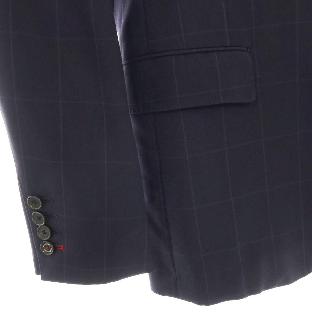 【中古】ブラックレーベル クレストブリッジ BLACK LABELCRESTBRIDGE ポリエステル ウィンドウペーンチェック 2つボタンスーツ ネイビーxグレー【サイズLL/79】【 状態ランクB 】【 メンズ 】