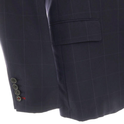 【中古】ブラックレーベル クレストブリッジ BLACK LABELCRESTBRIDGE ポリエステル ウィンドウペーンチェック 2つボタンスーツ ネイビーxグレー【サイズLL/79】【 状態ランクB 】【 メンズ 】