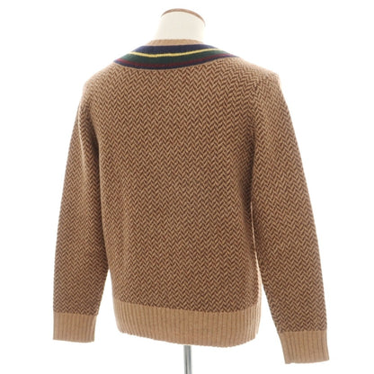 【中古】ポロ ラルフローレン Polo Ralph Lauren ウールカシミヤ Vネック ミドルゲージ プルオーバーニット ライトブラウンxブラウン【サイズM】【 状態ランクB 】【 メンズ 】