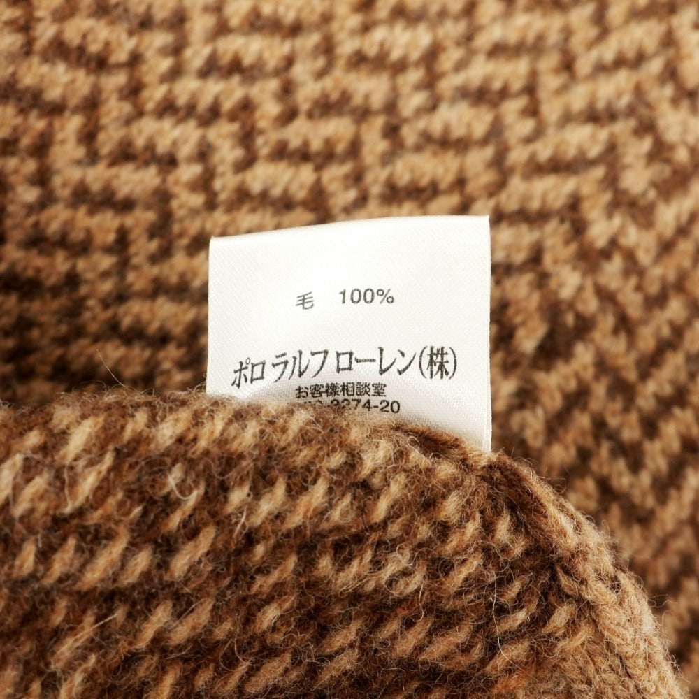 【中古】ポロ ラルフローレン Polo Ralph Lauren ウールカシミヤ Vネック ミドルゲージ プルオーバーニット ライトブラウンxブラウン【サイズM】【 状態ランクB 】【 メンズ 】